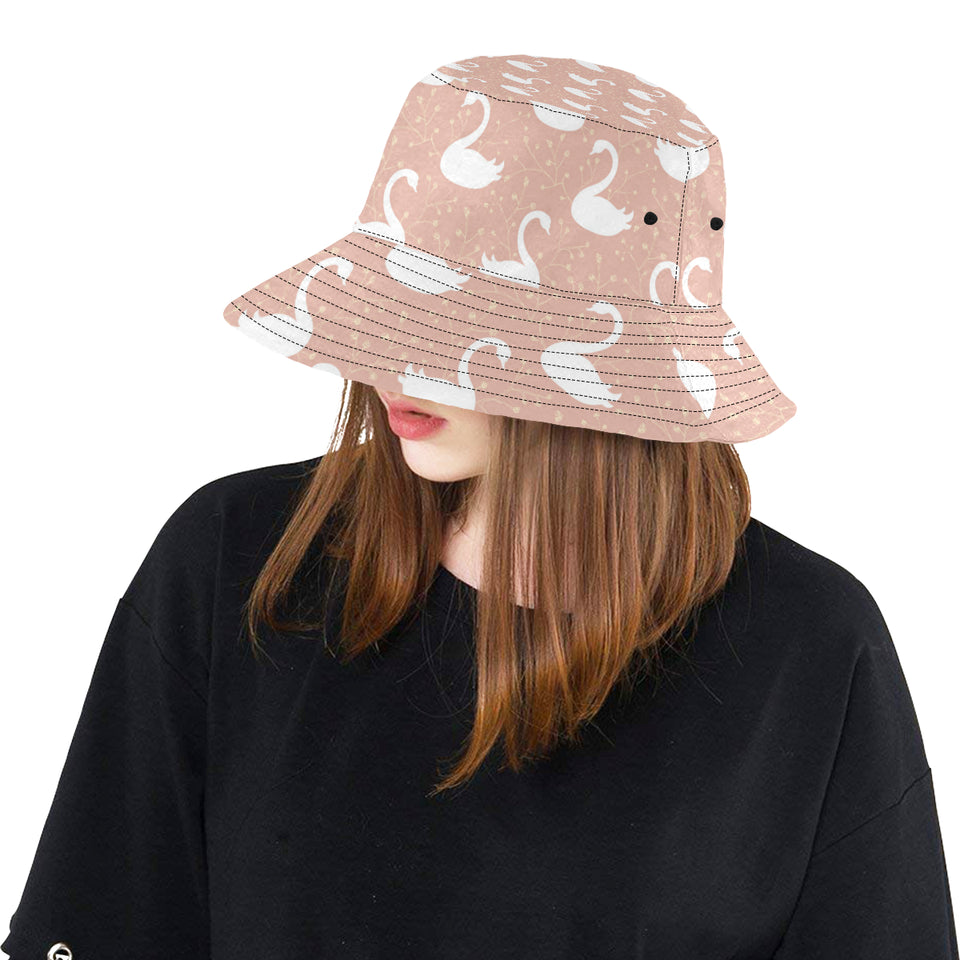 Swan flower light pink background Unisex Bucket Hat