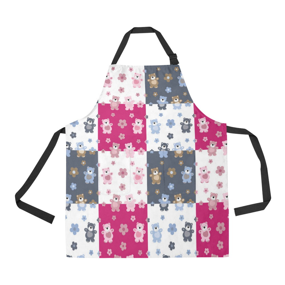 Teddy Bear Pattern Print Design 03 All Over Print Adjustable Apron