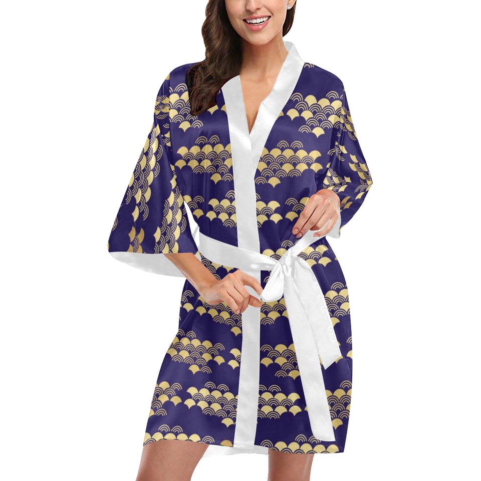 Beautiful japanese fan pattern Women's Short Kimono Robe