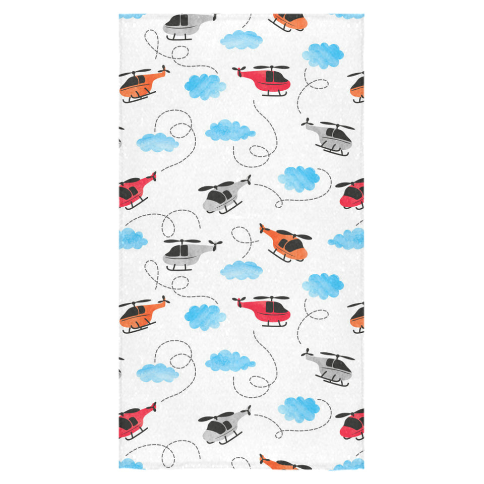 Watercolor helicopter cloud pattern Bath Towel