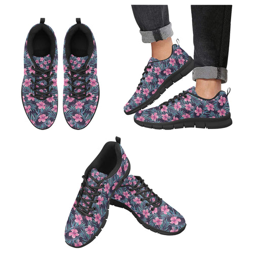 Hibiscus Pattern Print Design 05 Men's Breathable Sneakers ( Model 055)