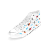Watercolor helicopter cloud pattern Women's High Top Canvas Shoes White