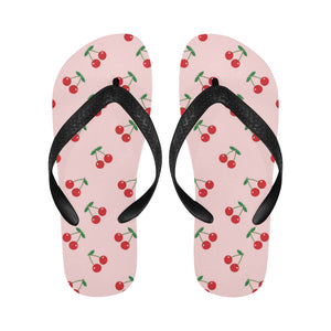 cherry pattern pink background Unisex Flip Flops
