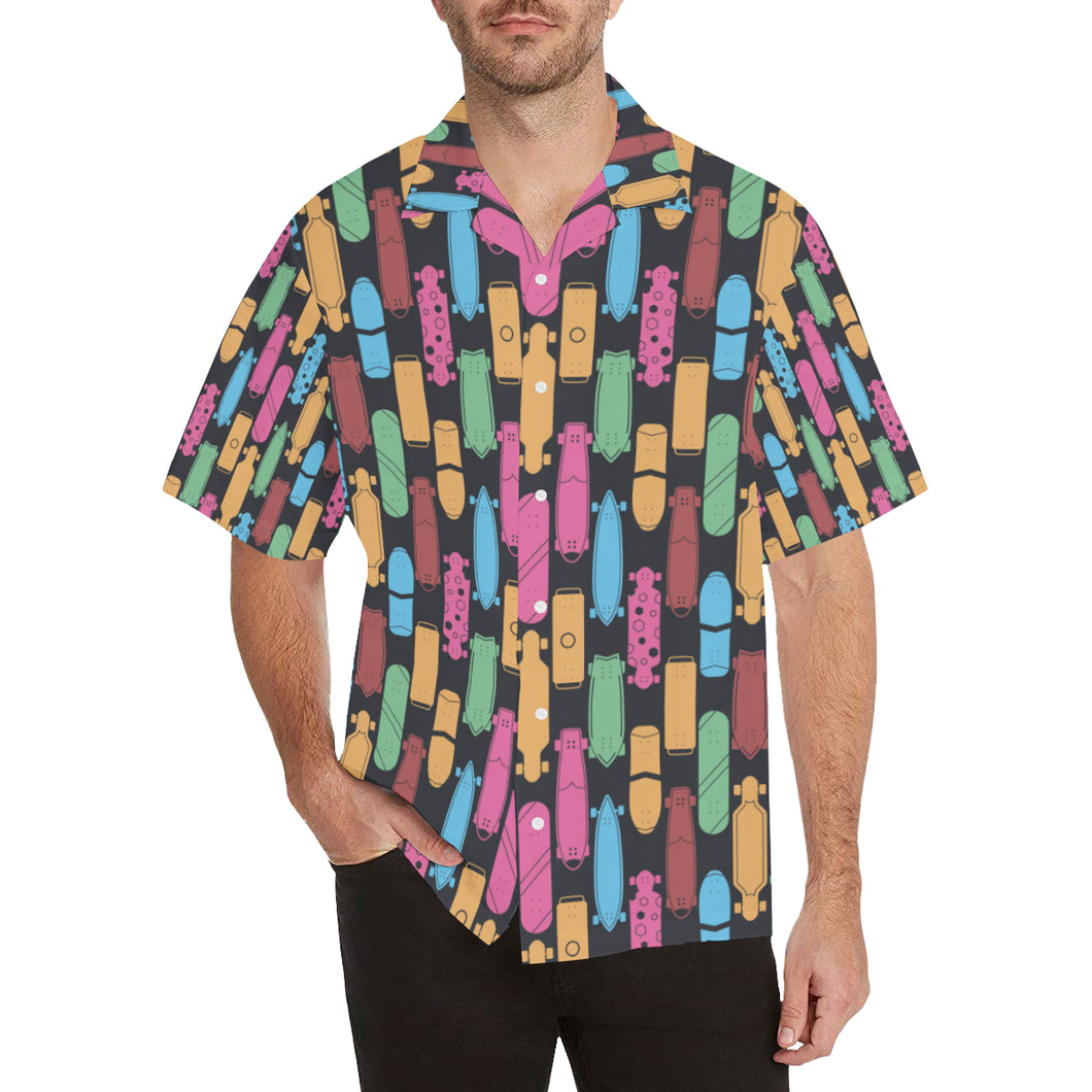 Skate Board Pattern Print Design 02 Men's All Over Print Hawaiian Shirt (Model T58)