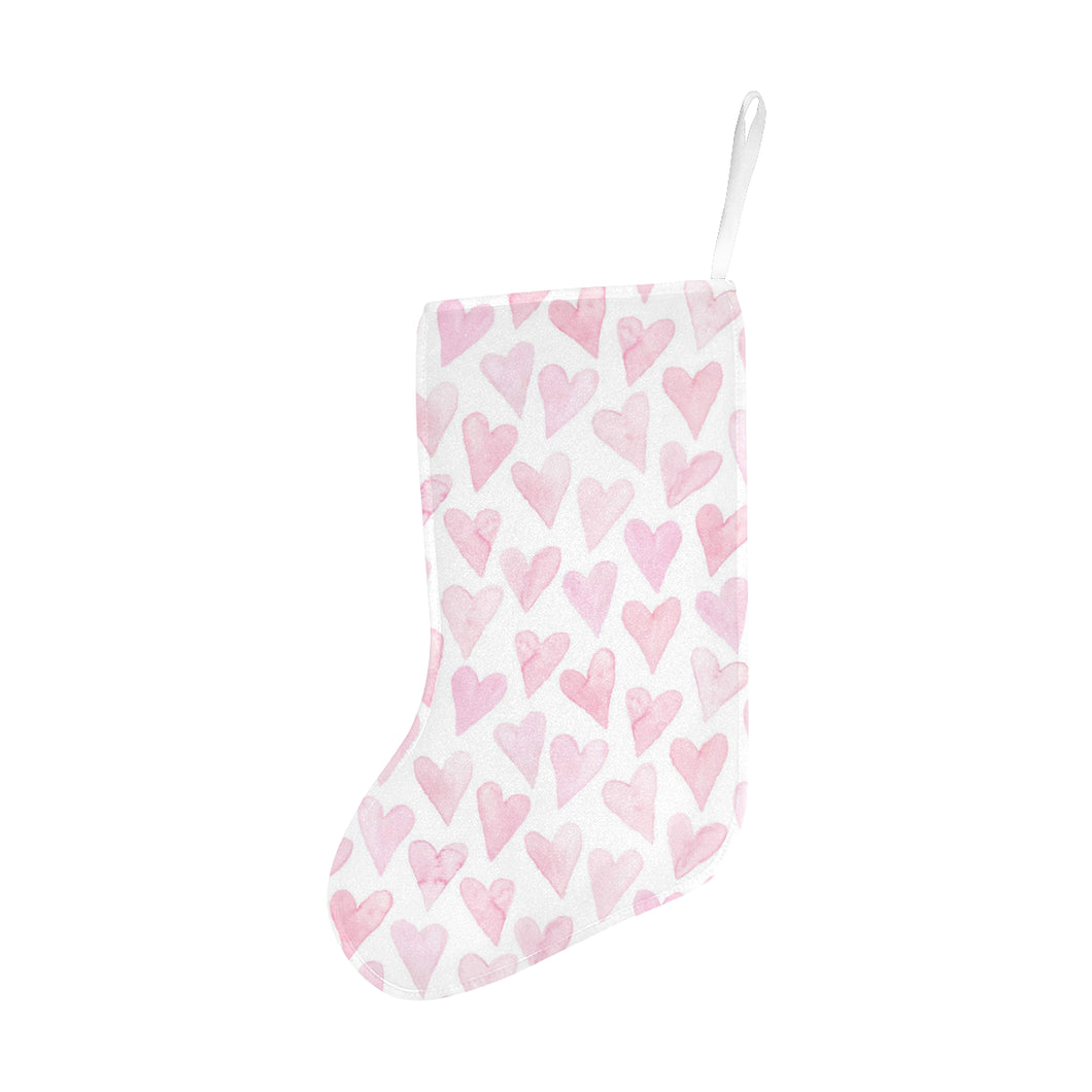 Watercolor pink heart pattern Christmas Stocking