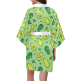 Avocado pattern green background Women's Short Kimono Robe