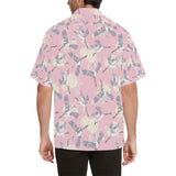 Japanese crane rose pattern Men's All Over Print Hawaiian Shirt