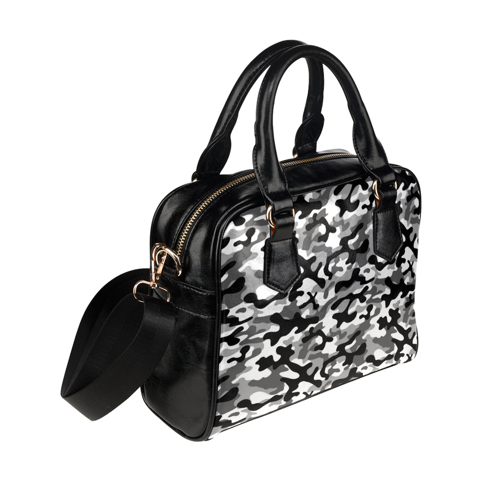 Black white camouflage pattern Shoulder Handbag