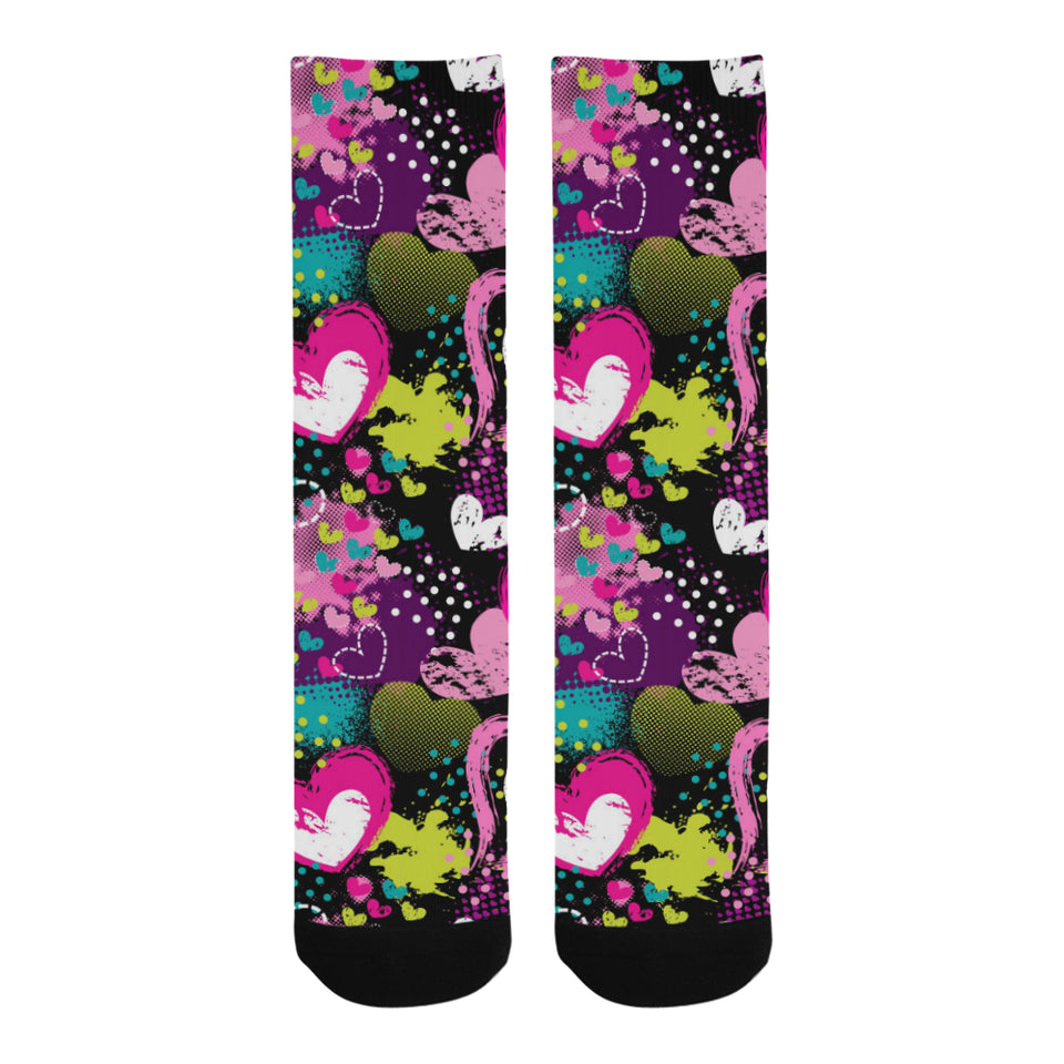 heart dot wave star creative design pattern Crew Socks
