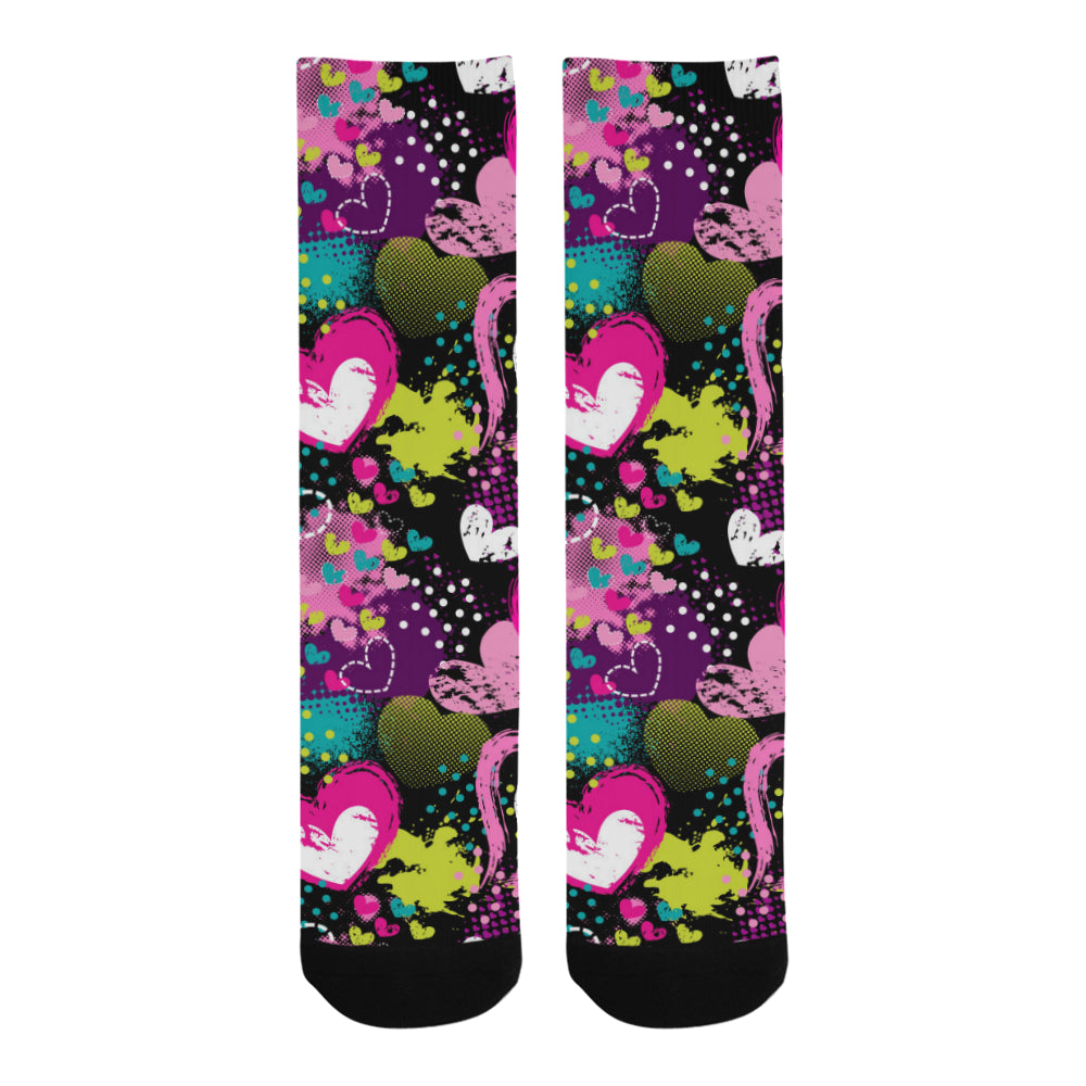 heart dot wave star creative design pattern Crew Socks