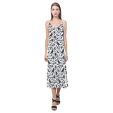 Crow dark floral pattern V-Neck Open Fork Long Dress