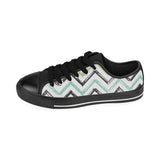 zigzag  chevron paint pattern Men's Low Top Canvas Shoes Black