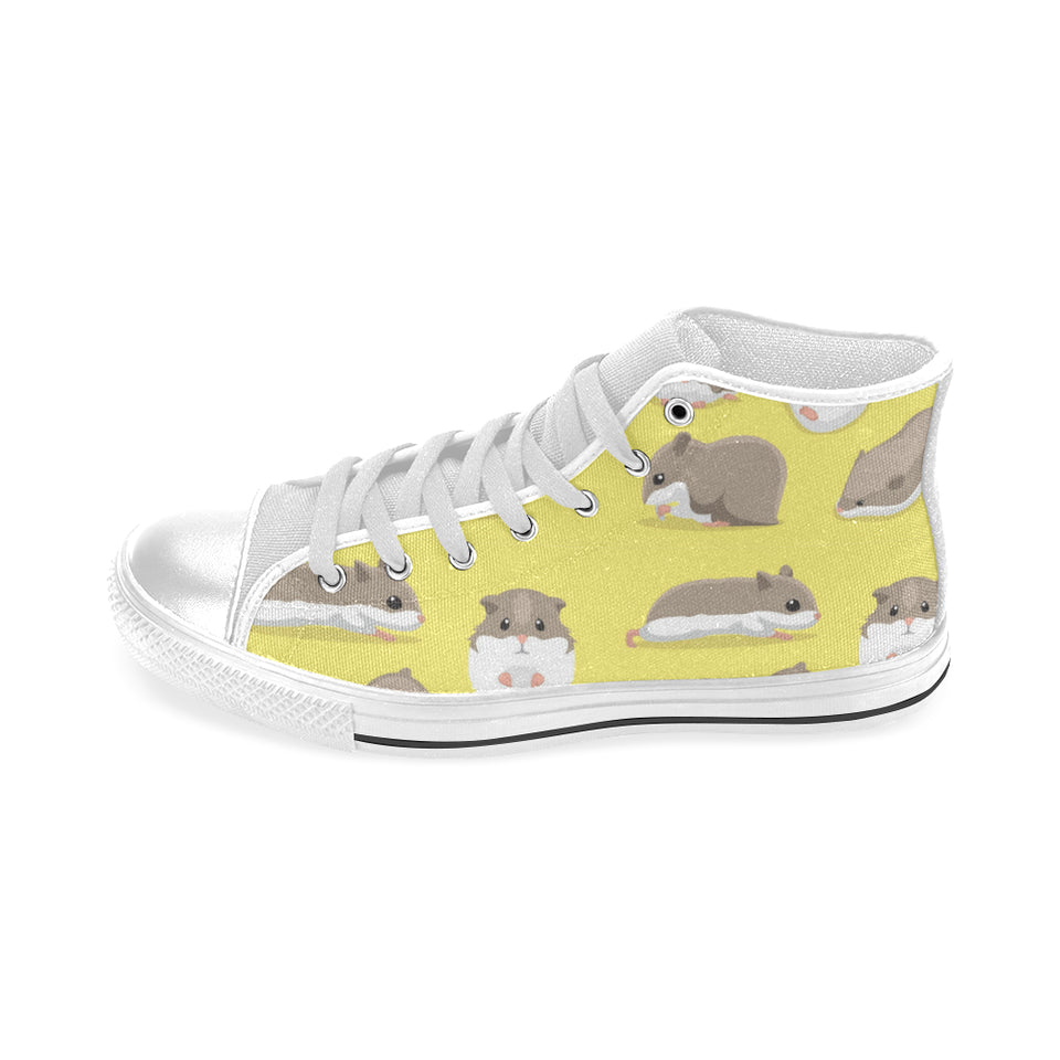 Cute Hamster pattern Men's High Top Canvas Shoes White