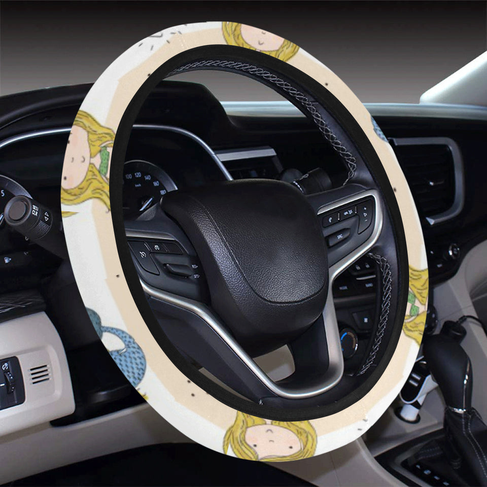 Cute hand drawn mermaid Car Steering Wheel Cover