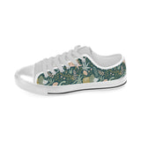 dinosaurs tropical leaves flower pattern Men's Low Top Shoes White