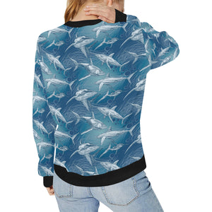 Shark hand drawn Women's Crew Neck Sweatshirt