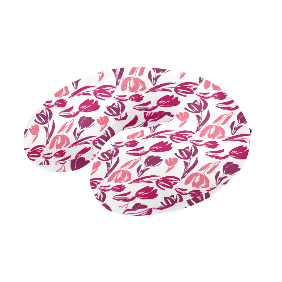 pink sketch tulip pattern U-Shaped Travel Neck Pillow