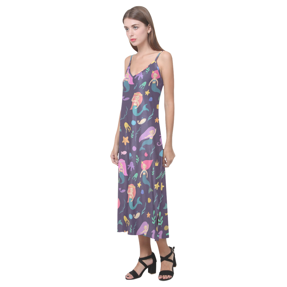 beautiful mermaid Fish jellyfish algae other marin V-Neck Open Fork Long Dress
