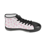 Watercolor pink heart pattern Women's High Top Canvas Shoes Black