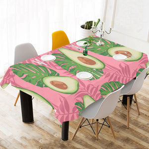 Avocado slices leaves pink back ground Tablecloth