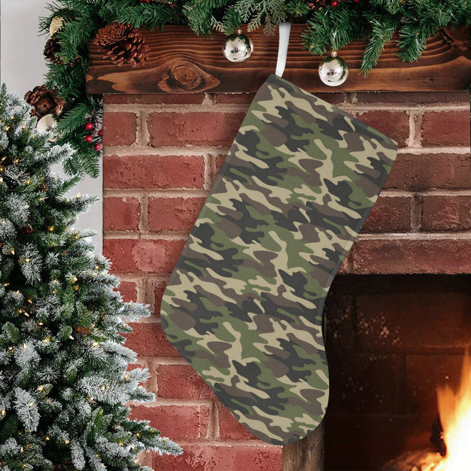 Dark Green camouflage pattern Christmas Stocking