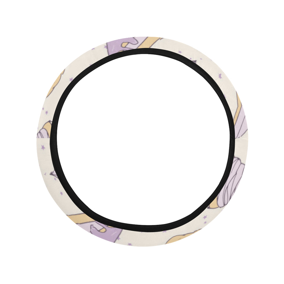 Cakes pies tarts muffins and eclairs purple bluebe Car Steering Wheel Cover