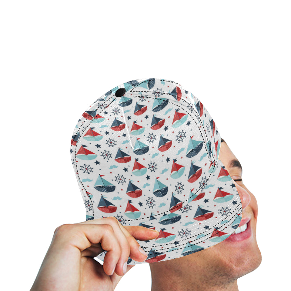 Cute color paper sailboat pattern All Over Print Snapback Cap