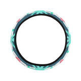 Cute octopuses heart striped background Car Steering Wheel Cover