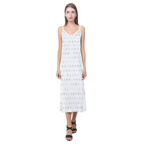 Airplane print pattern V-Neck Open Fork Long Dress