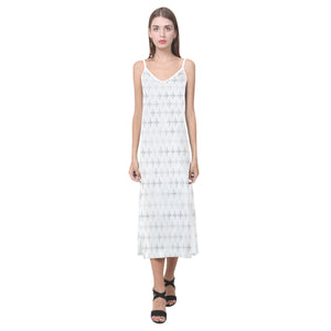 Airplane print pattern V-Neck Open Fork Long Dress