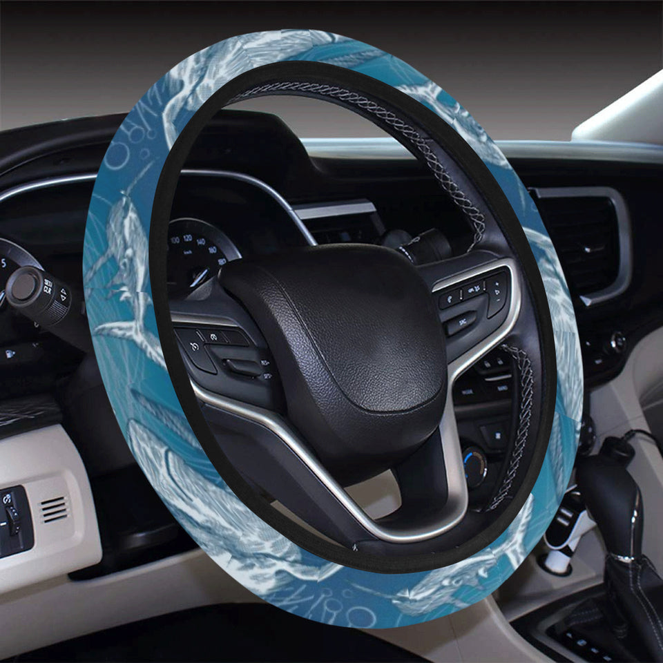 Shark hand drawn Car Steering Wheel Cover