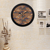 Bonsai bamboo stork japanese pattern brown theme Elegant Black Wall Clock
