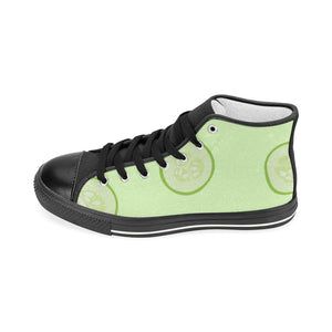 Cucumber pattern Women's High Top Canvas Shoes Black
