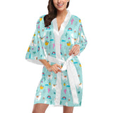 Llama alpaca cactus leaves pattern Women's Short Kimono Robe