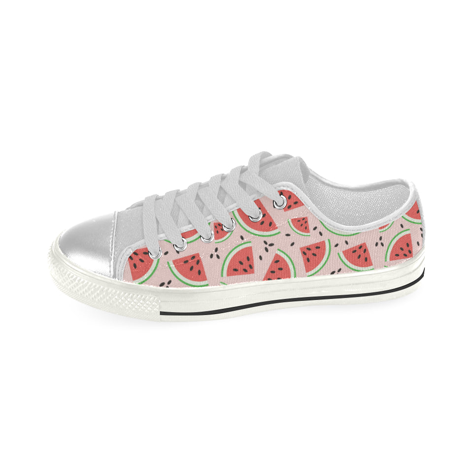 Watermelon pattern Women's Low Top Canvas Shoes White