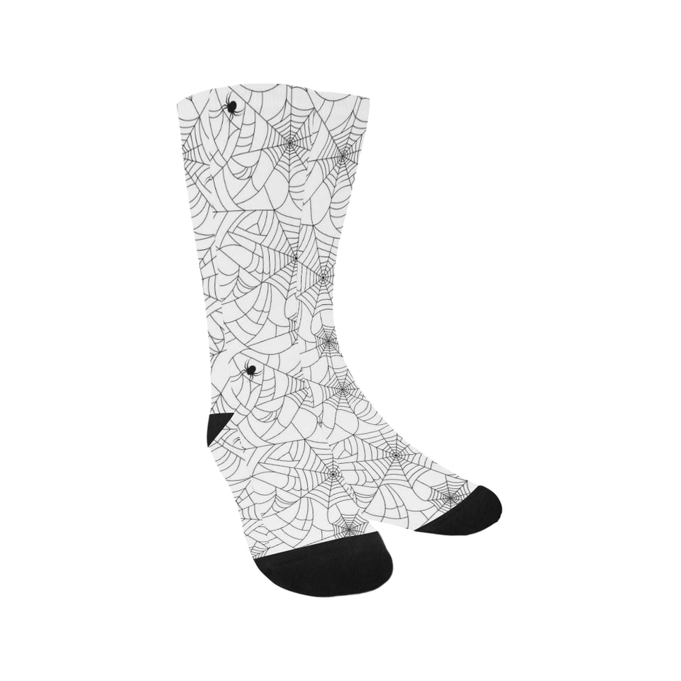 Spider web cobweb pattern white background Crew Socks