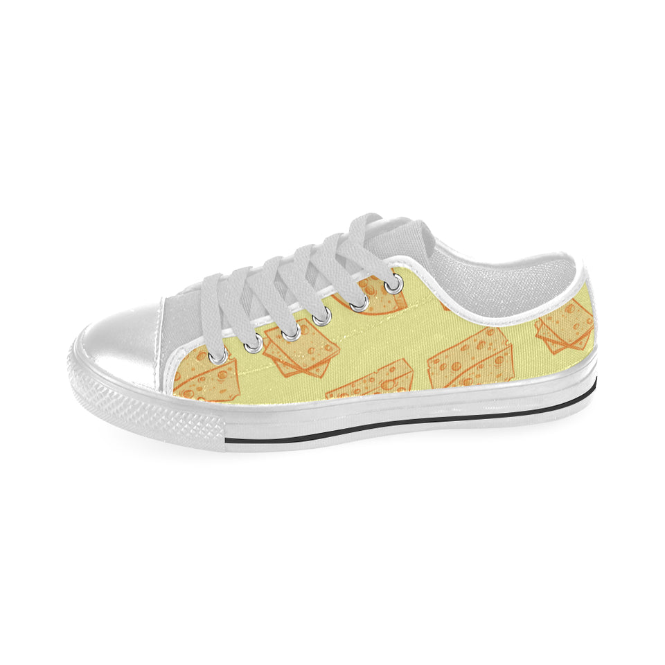 Cheese design pattern Men's Low Top Shoes White