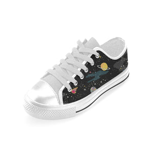 space pattern Men's Low Top Shoes White