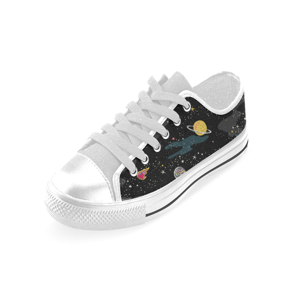 space pattern Men's Low Top Shoes White