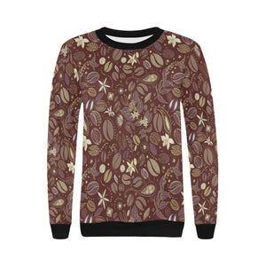 Coffee bean flower pattern Women's Crew Neck Sweatshirt