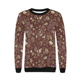 Coffee bean flower pattern Women's Crew Neck Sweatshirt