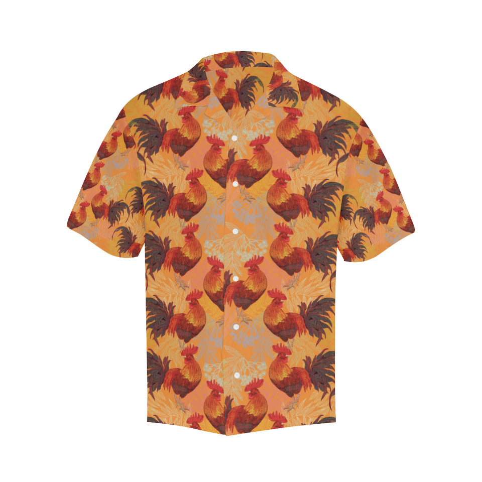 red rooster chicken cock pattern Men's All Over Print Hawaiian Shirt