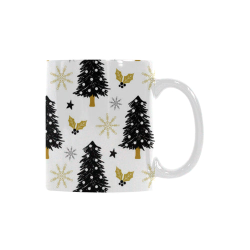 Christmas tree holly snow star pattern Classical White Mug (Fulfilled In US)