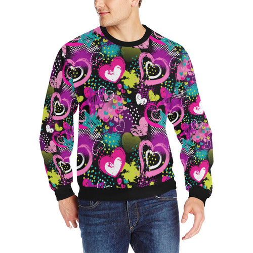 heart dot wave star creative design pattern Men's Crew Neck Sweatshirt