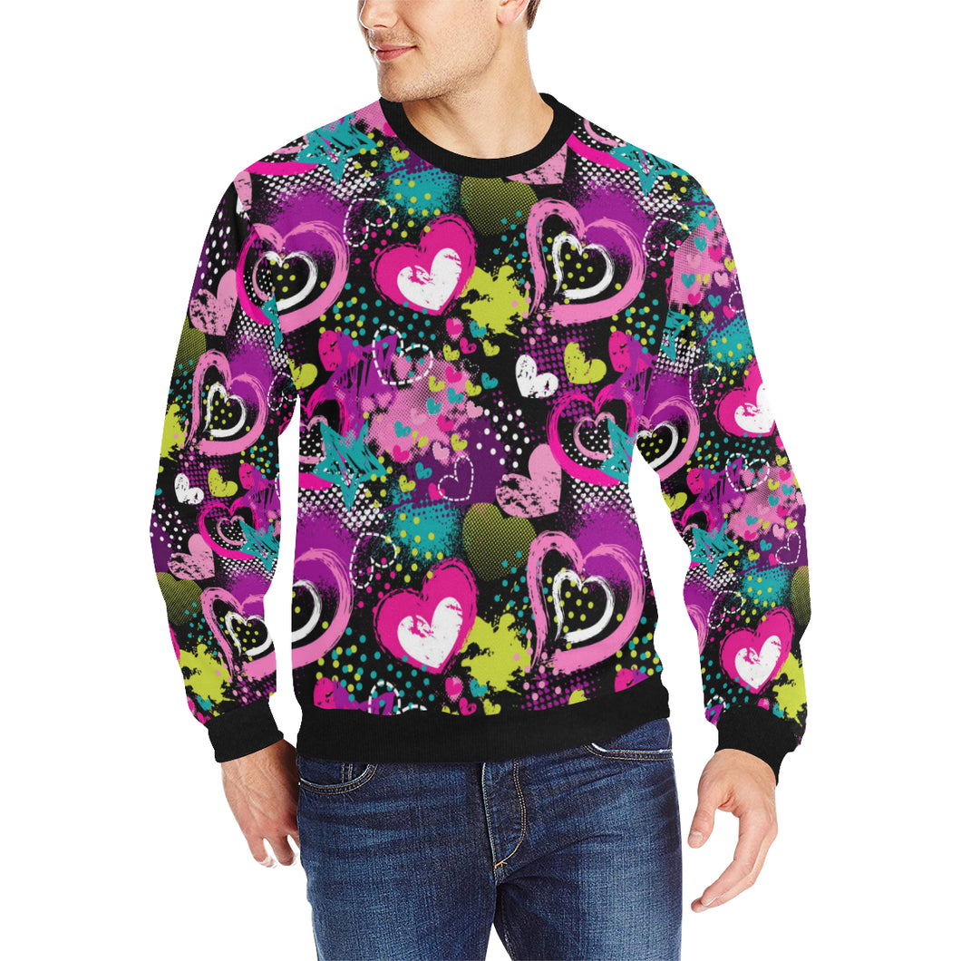 heart dot wave star creative design pattern Men's Crew Neck Sweatshirt