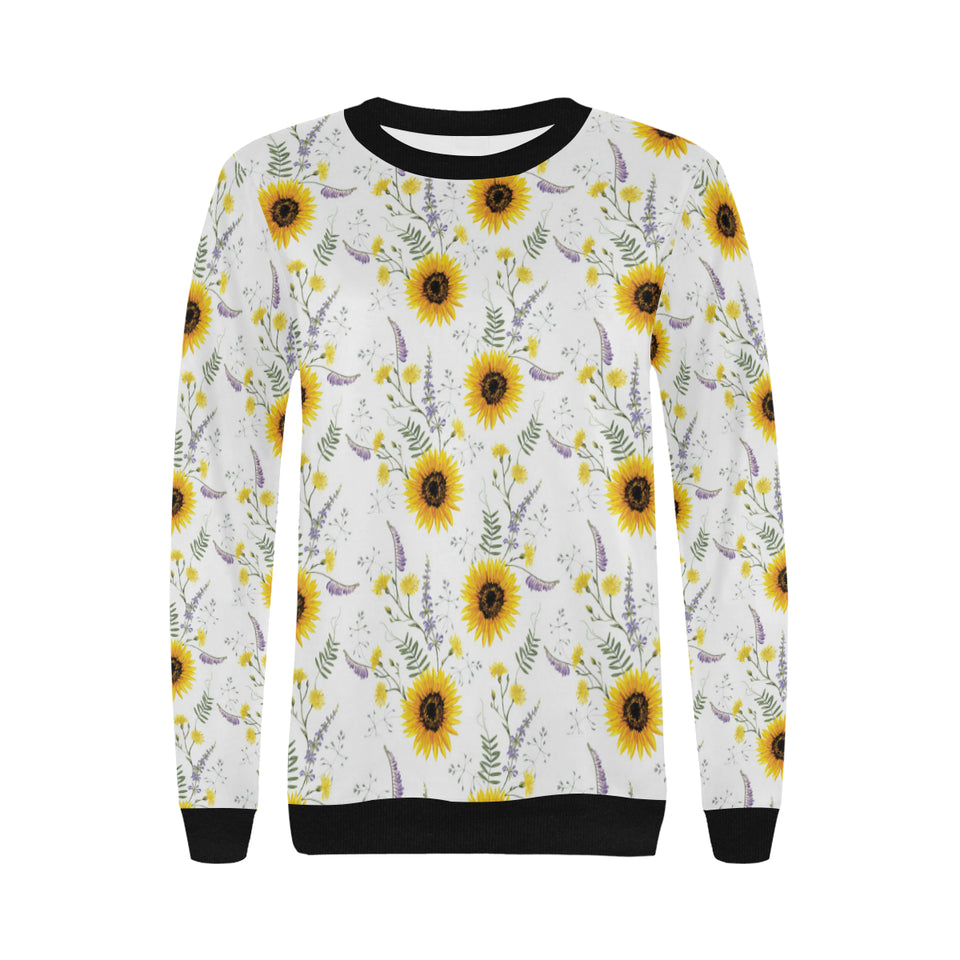 beautiful sunflowers pattern Women's Crew Neck Sweatshirt