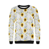 beautiful sunflowers pattern Women's Crew Neck Sweatshirt