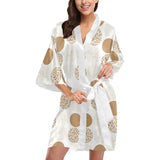 Gold Texture mushroom pattern Women's Short Kimono Robe