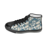 Sea turtle Polynesian Tribal design pattern Women's High Top Canvas Shoes Black