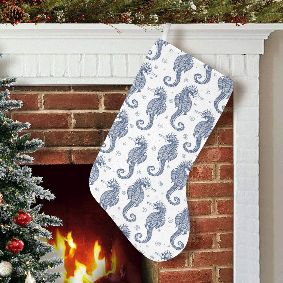 Seahorse pattern background Christmas Stocking